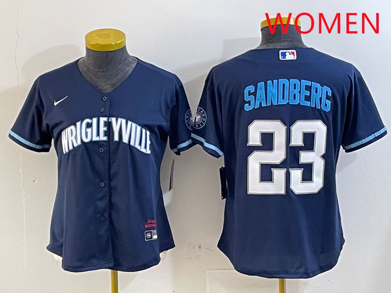 Women Chicago Cubs #23 Sandberg Blue City Edition Game 2025 Nike MLB Jersey style 1->women mlb jersey->Women Jersey
